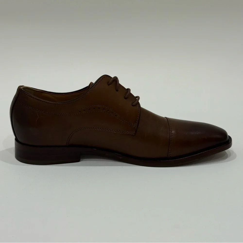 Johnston Murphy Men's 8.5M Mcclain Cap Toe Tan Full Grain Leather Shoes New $160